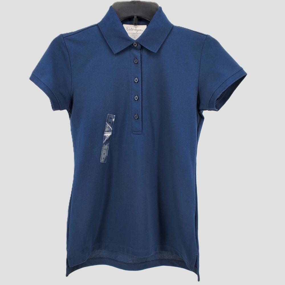 Walter Hagen‎ Womens Classic Polo Shirt Navy Blue XS Moisture Wicking Breathable